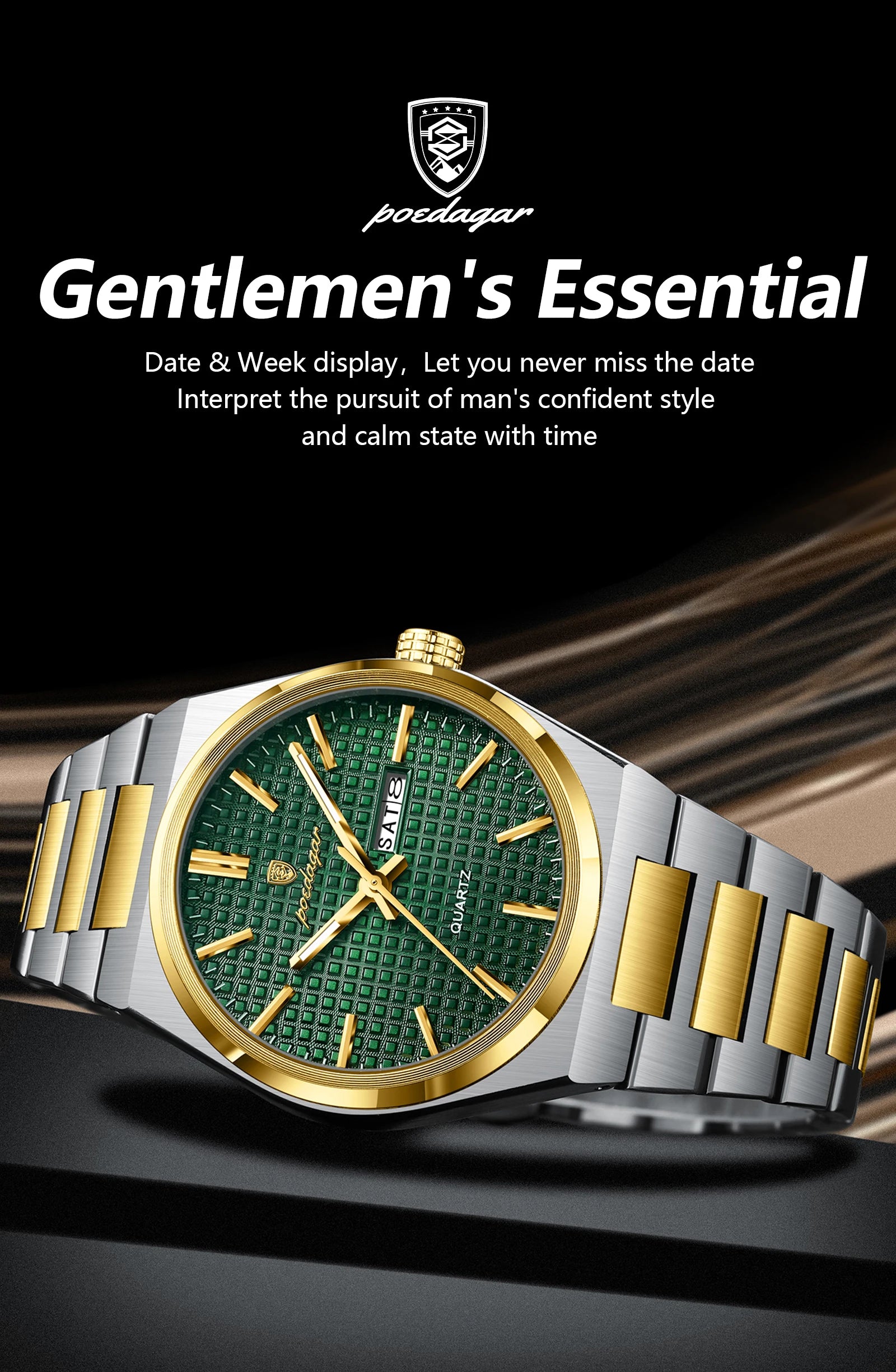 POEDAGAR Luxury Men Watch Date Week Waterproof Luminous Stainless Steel Watch For Man Casual Quartz Men's Watches Male Sport+Box