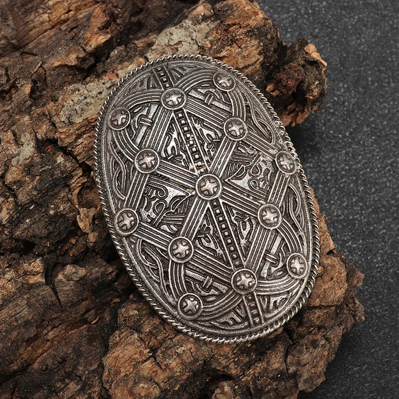 Vintage Norse Mythology Iceland Norse Shield Brooch Medieval Clothing Fastener Clothes Scarf Cloak Jewelry for Men Women