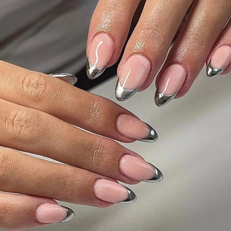 24pc Sweet Cool Hot Girl False Nail with glue Wearable black y2k pink diamond fake nails with designs press on nails Art Almond