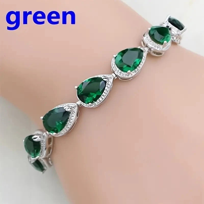 Elegant Shiny Water Drop Zircon Bracelet Fashionable Charm Jewelry Suitable for Daily and Banquet