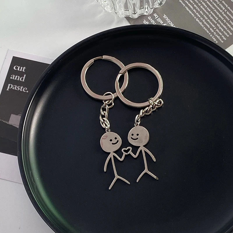 1PC Interesting Match People Than Heart Middle Finger Couple Keychain Car Personality Cute Funny Student Car Pendant Accessories