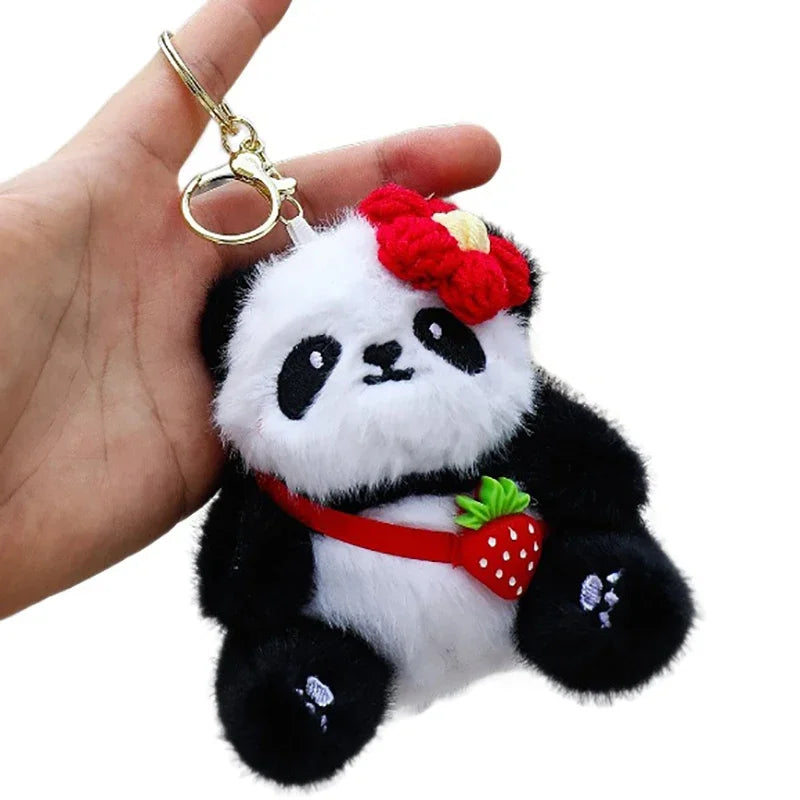 Cute Panda Plush Keychain Cartoon Kawaii Animal Soft Stuffed Doll Keyring Bag Pendant Charms Backpack Decoration Girls Gift