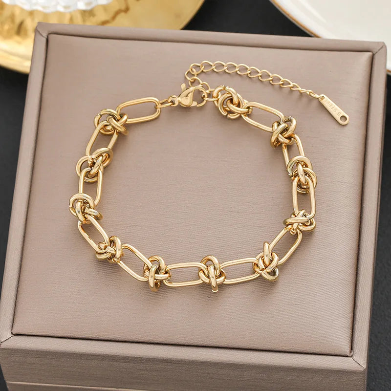316 Stainless Steel Butterfly Heart Belt Twist Multilayer Chain Bracelet For Women Jewelry Party Gifts Bijoux Pulsera