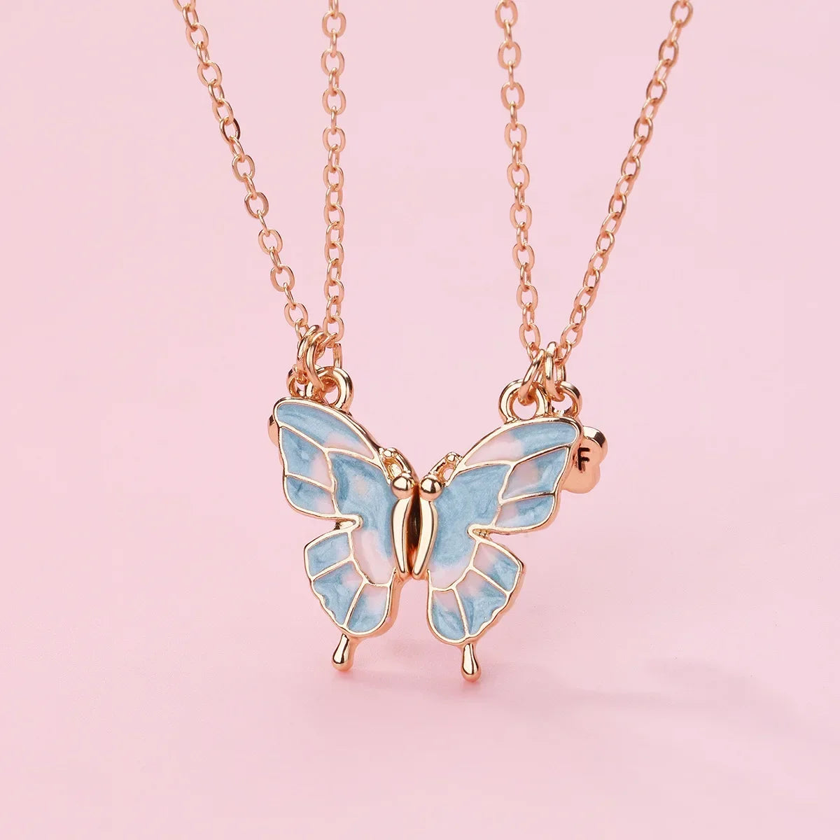 Best Friends Pendant Necklace For Woman Girls Magnetism Sequin Couple Crystal Chain Choke BFF Friendship Forever Jewelry Gift