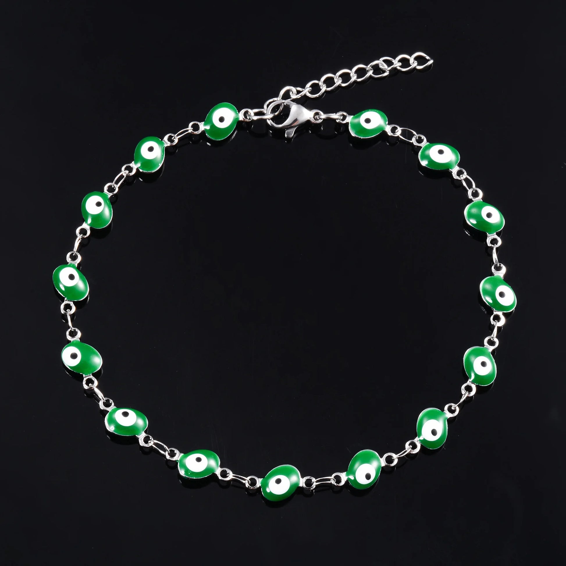 6mm Wide Egg Evil Turkey Eye Chain Stainless Steel Bracelet for Women Girl Ankle Anklet Summer Jewelry Accessories for Hand Foot