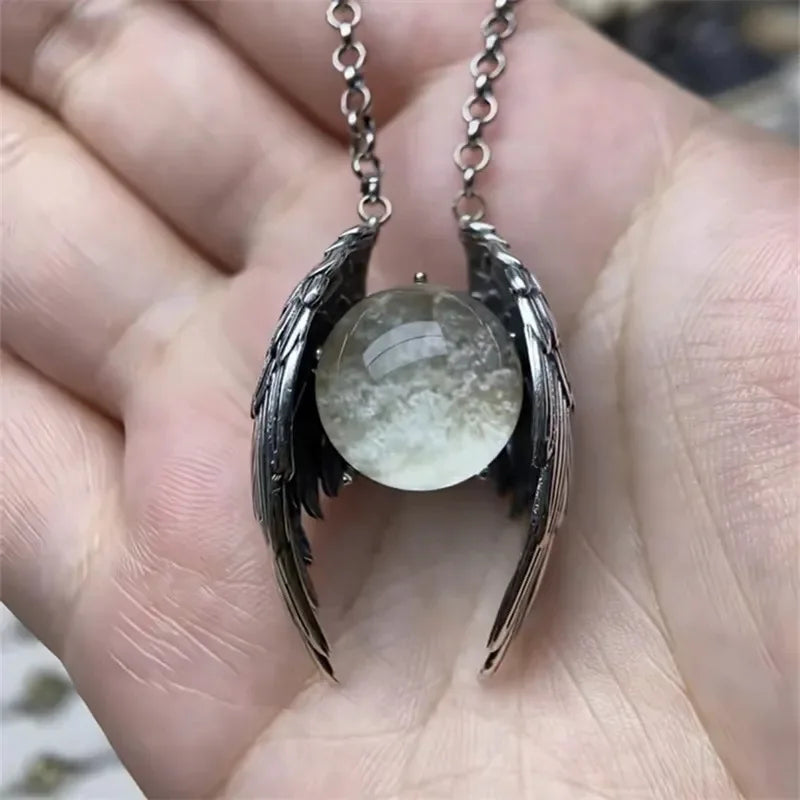 The New Ghost Wing Crystal Retro Necklace Is Fashionable, Unique and Personalized. It Is An Aged Pendant and A Pendant Accessory