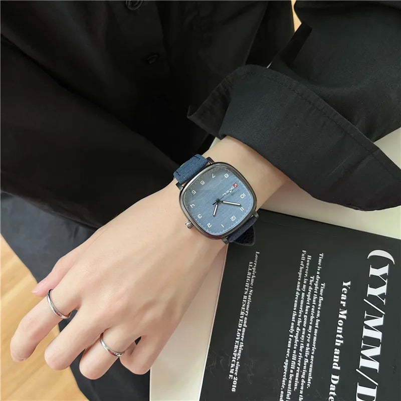 Brand Quartz Watch Youth Student Watch Vintage Square Dial Leather Belt Wristwatch Casual Fashion Men Women Gift Clock Wholesale