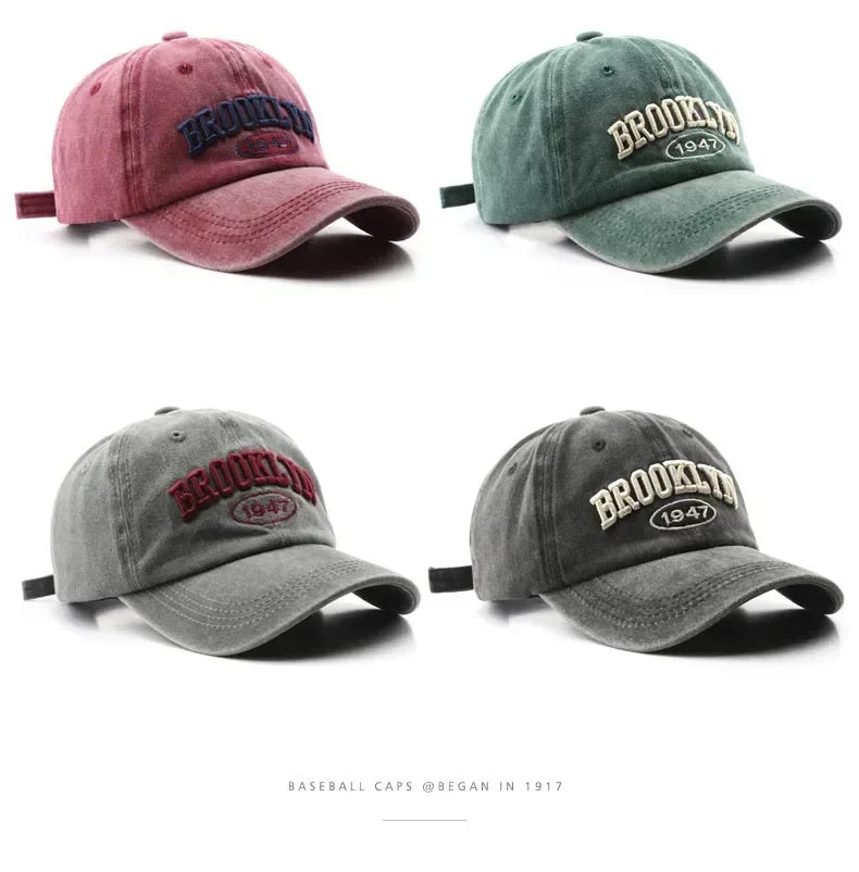 Men Women Spring Summer Retro brooklyn Letter Baseball Caps Cotton Embroidery Adjustable Casual Hat Hip Hop Streetwear Sun Hats
