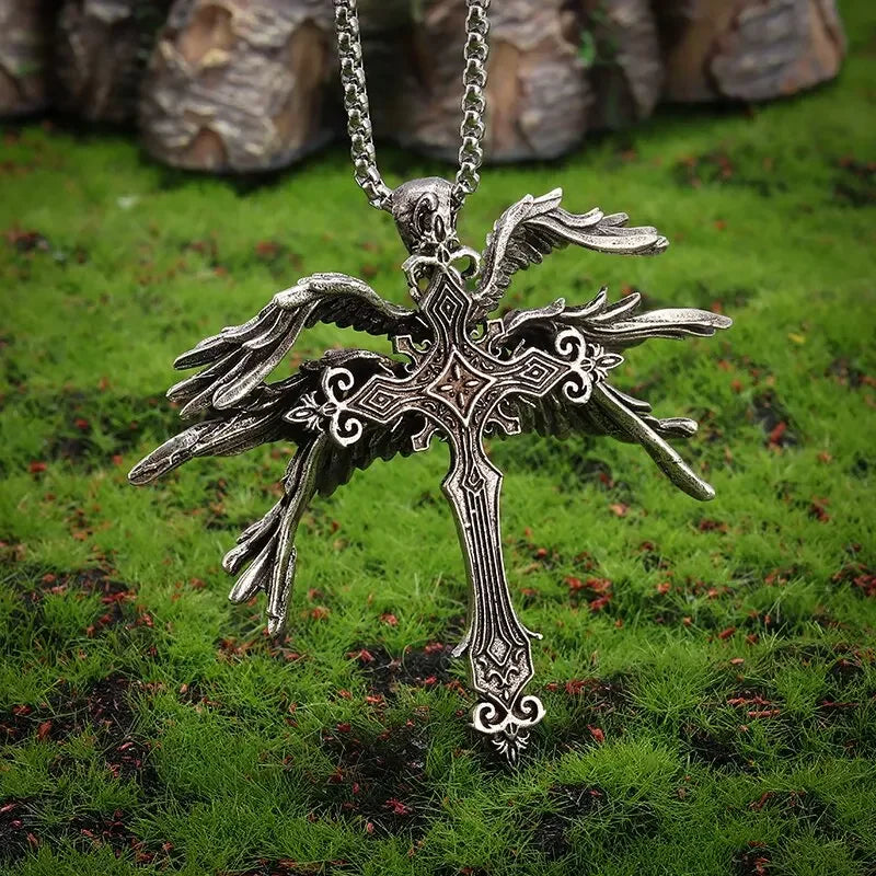 Retro Buddhist Exorcist Vajra Pendant Necklace Fashion Religious Good Luck Amulet Wealth Jewelry for Men