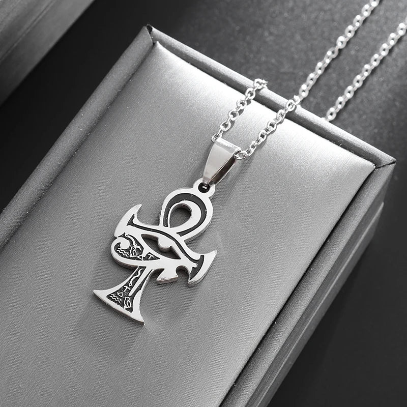 Shining Iced Out Ancient Egyptian God Eye of Horus Cross Pendant Necklace for Men and Women Hip Hop Trendy Amulet Jewelry Gift