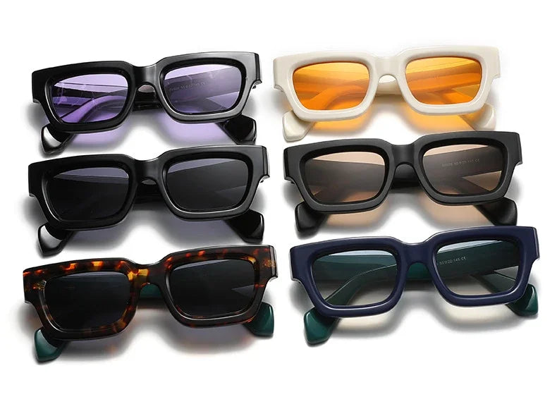 2024 Fashion Square Sunglasses Women Clear Ocean Gradient Lens Eyewear Vintage Trending Men Punk Kpop Sun Glasses Gafas De Sol