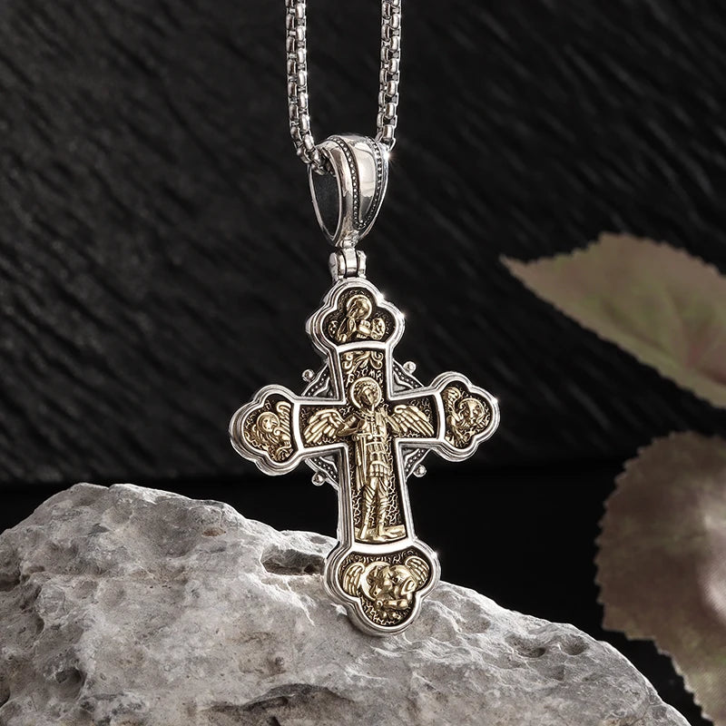 Vintage Catholic Cross Pendant Necklace Men Women Christian Believers Prayer Amulet Jewelry