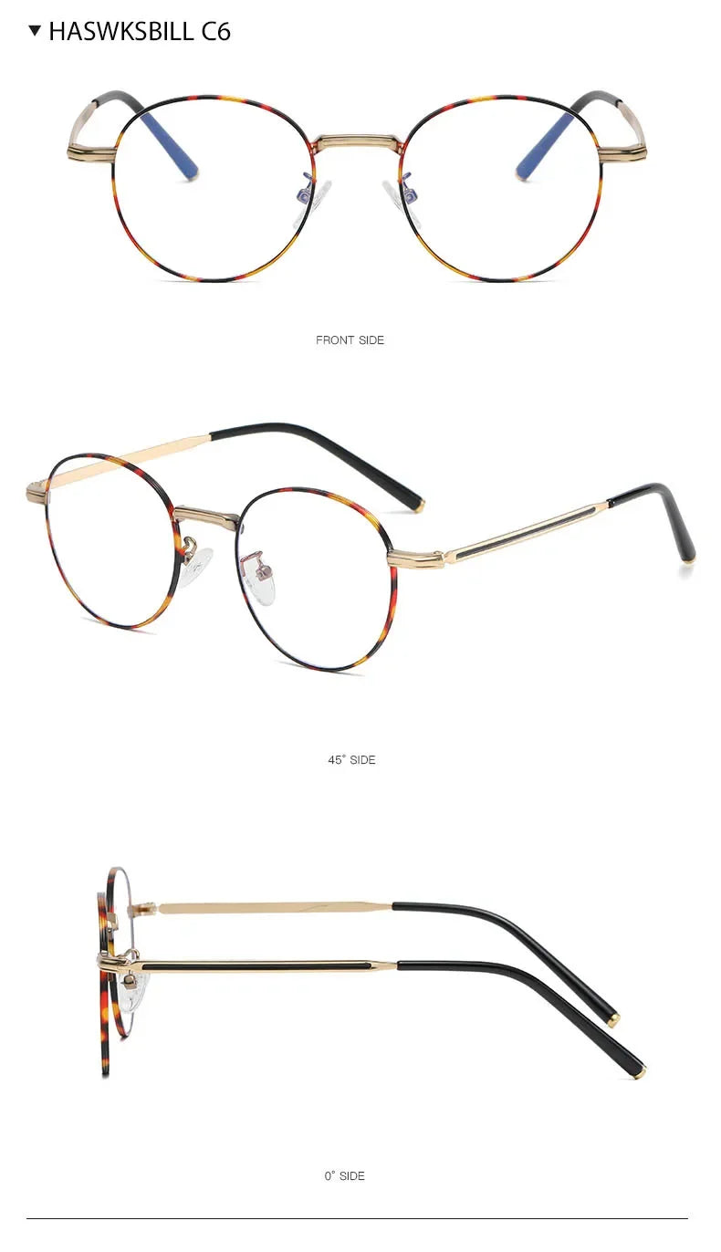 Metal Round Anti Blue Light Glasses Women Men Classic Trend Eyeglasses Frames Transparent Computer Glasses Oculos Feminino