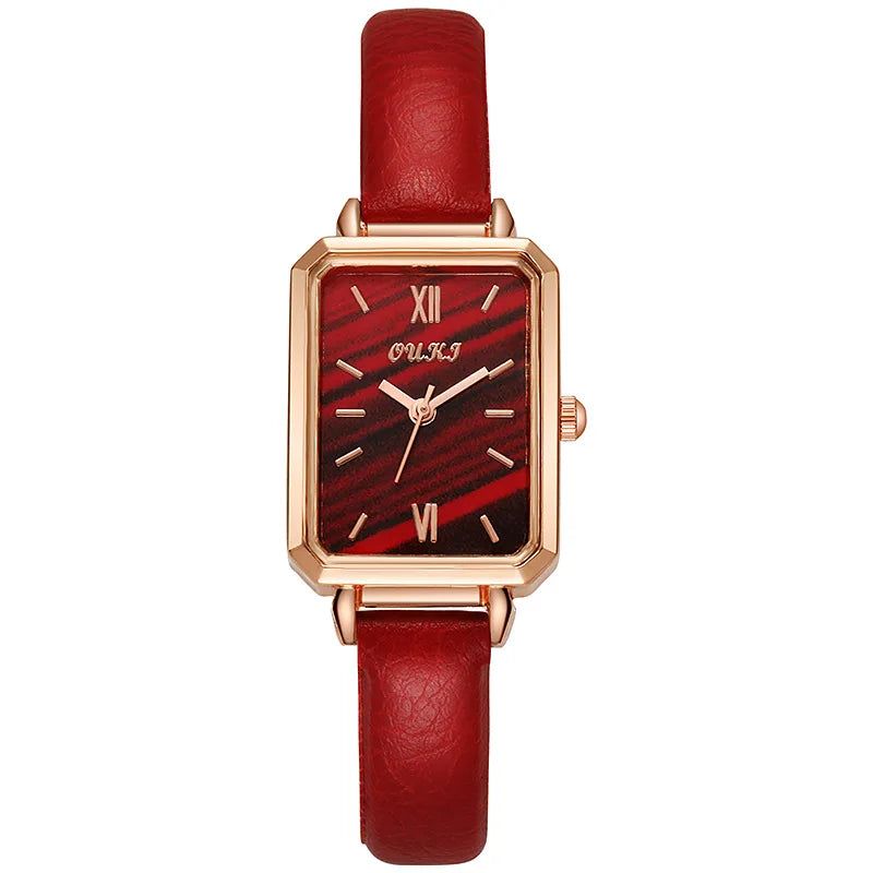 Small Square Watch with Rhinestones for Women Simple Casual Fashion Small Green Quartz Watch Ladies Wrist Watches Reloj Mujer