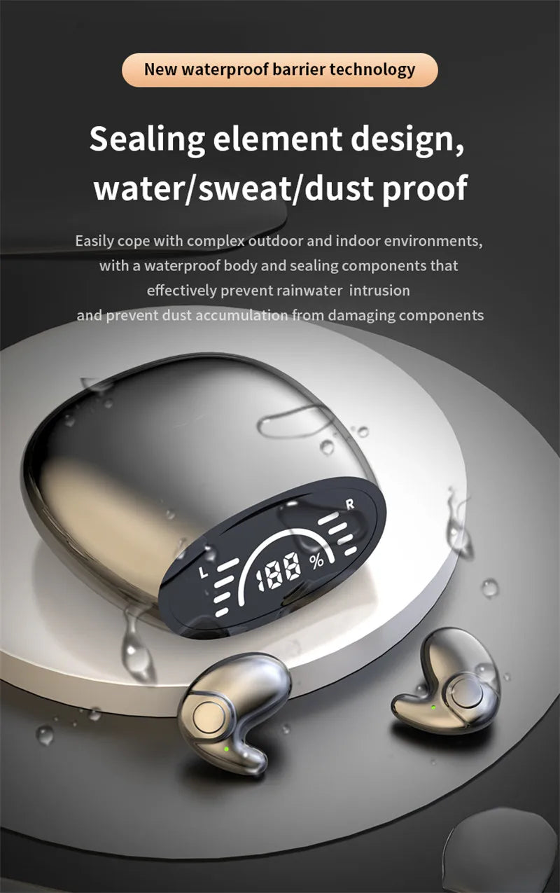 Invisible Bluetooth 5.3 Headphones Wireless Sleep Earphones HiFi Stero Noise Reduction Earbuds Sports Headsets for Xiaomi iPhone