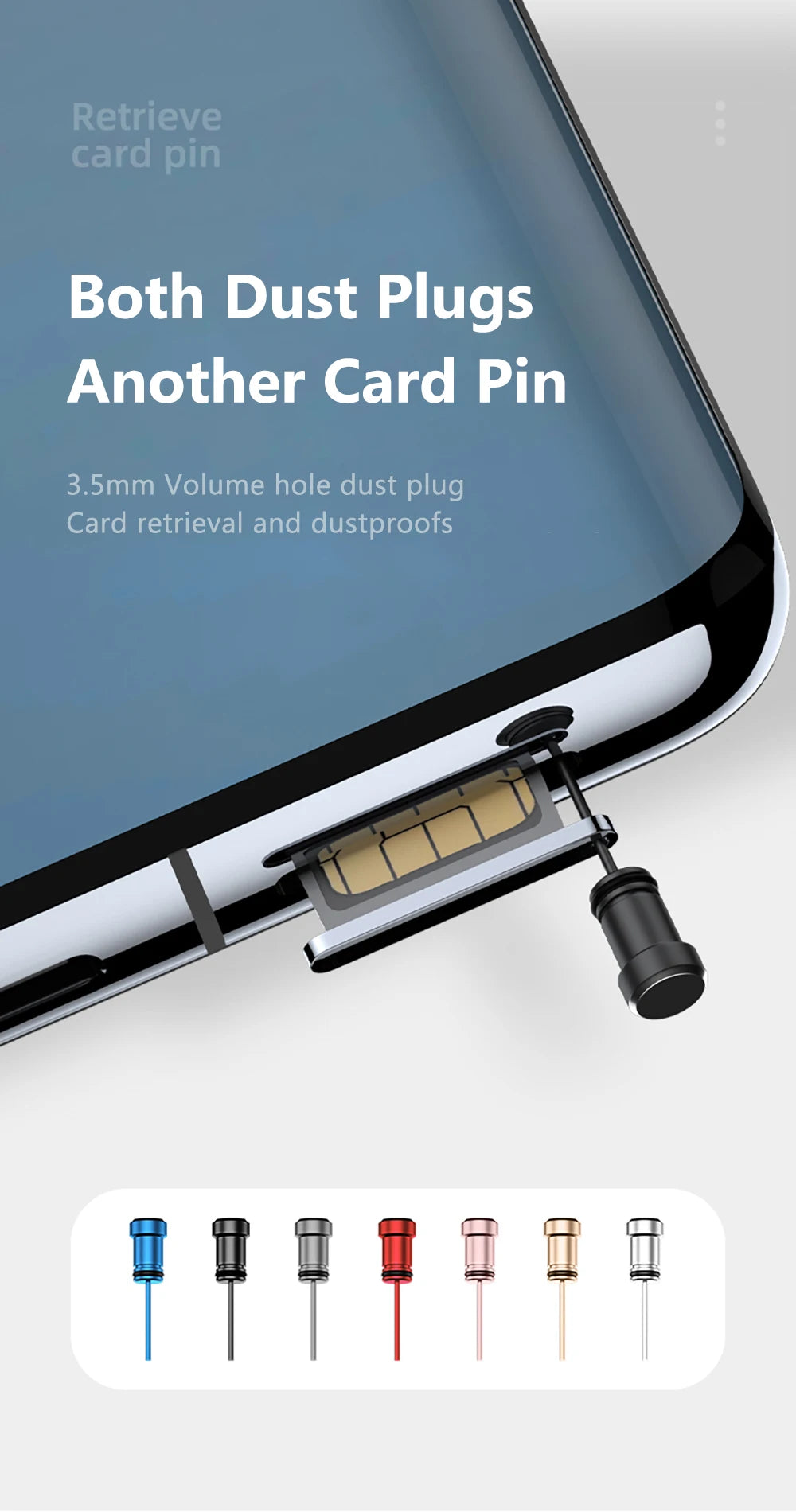 Metal Type C Dust Plug 3.5mm Earphone Jack Sim Card Pin Port Anti-dust Plug Cover Cap for Samsung Huawei Xiaomi iPhone Dust Plug