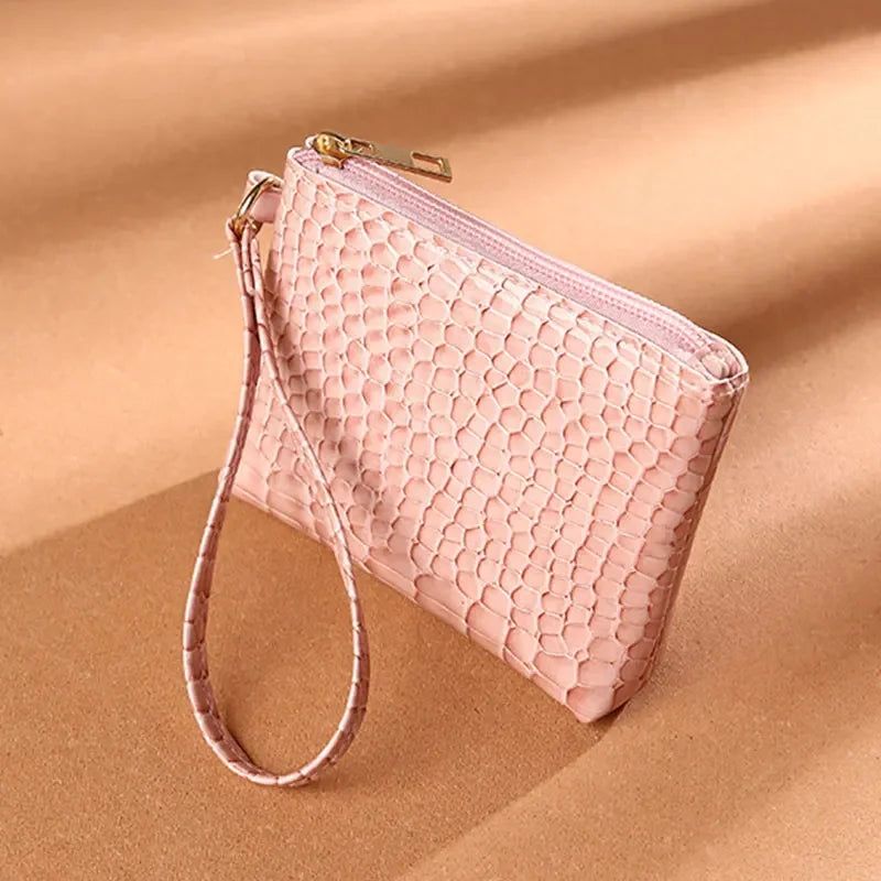 Litchi Pattern Retro Wallet Small Bag  Coin Purse Mini Wallet Female Pu Leather Card Holder Solid Color