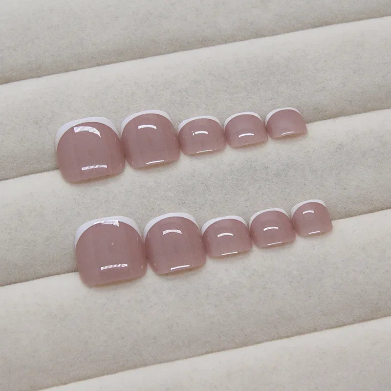 Simple French Press on Nails Fake Nails Tips with Sticker False Toenail Design Butterfly Lovely Girl False Toenail