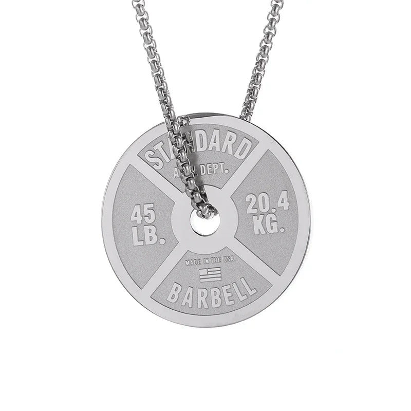 Men\\\\'s Fashion Classic Design Fitness Master Hand-Held Dumbbell Pendant Hip Hop Rapper Prom Party Necklace