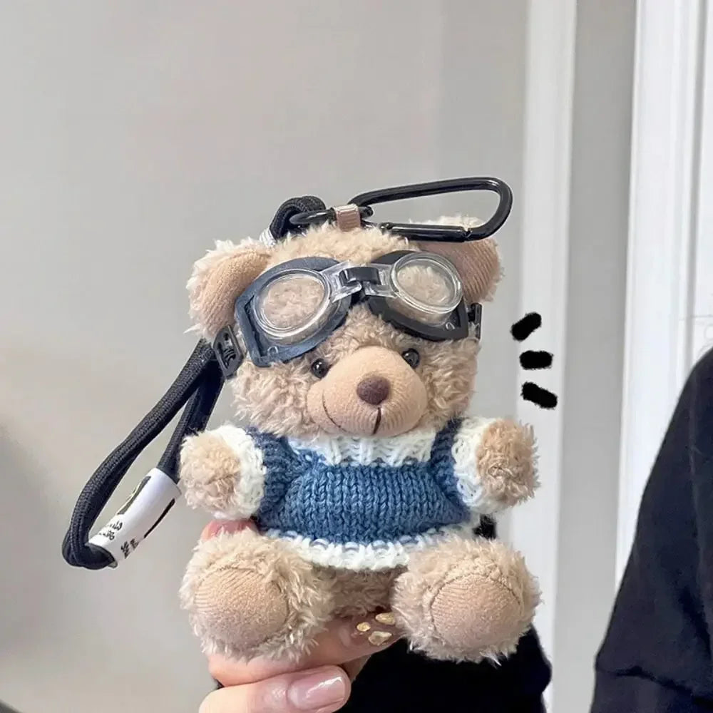 Creative Small Bear Keychain Plush Brown Cute Bear With Clothes Cartoon Panda Doll Key Chains Bag Pendant Couple Keyrings Gifts