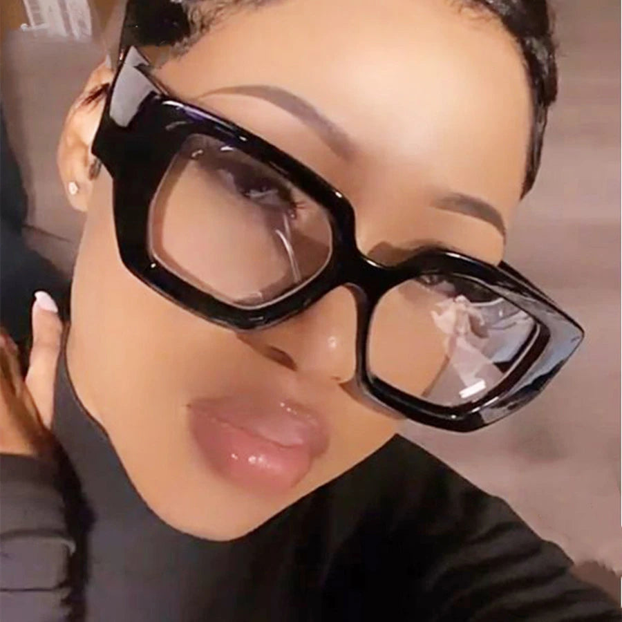 New Fashion Colorful Square Women Glasses Frame Clear Anti Blue Light Spring Hinge Wide Legs Eyewear Men Optical Polygon Frame