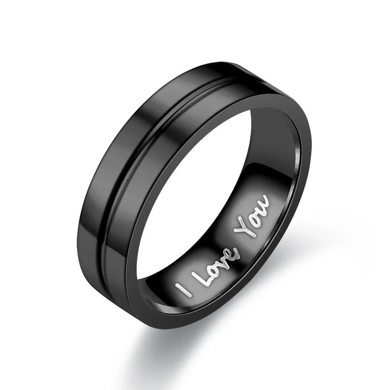 Fashion Women Men Titanium Steel Ring Classic Letter I Love You Rings Gold Color Jewelry for Couple Weeding Gift Accessories