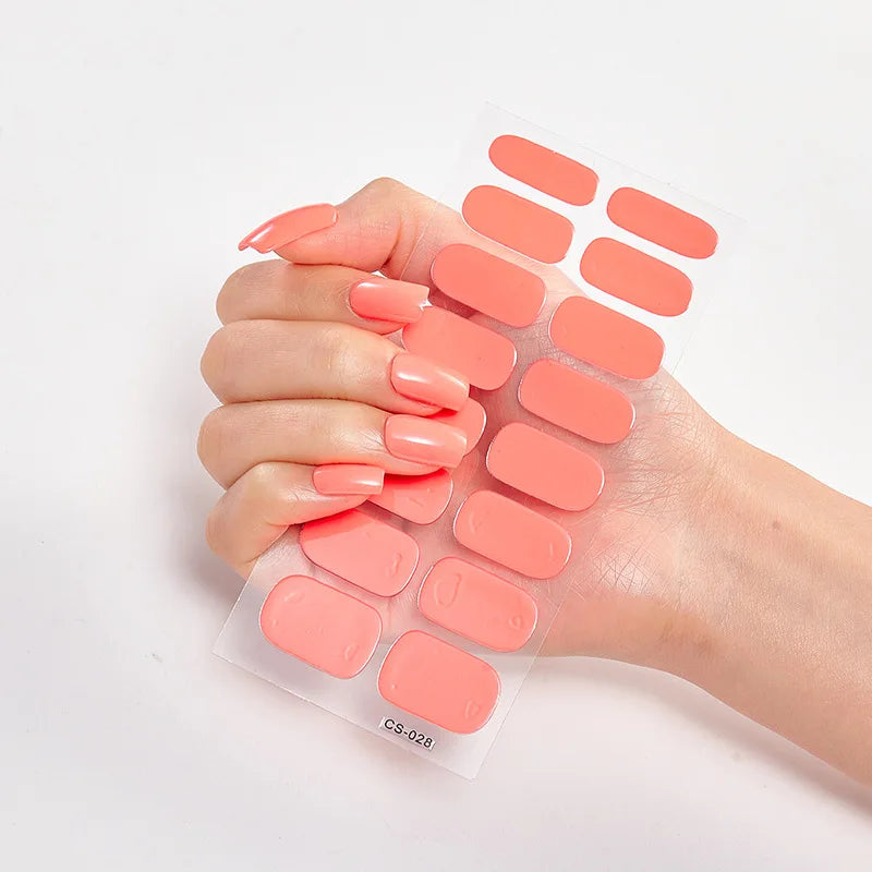 Baking Free Nail Stickers Wholesale Gradient glitter Nail Stickers Simple Waterproof Nail Sticker Full Color Solid Color Sticker