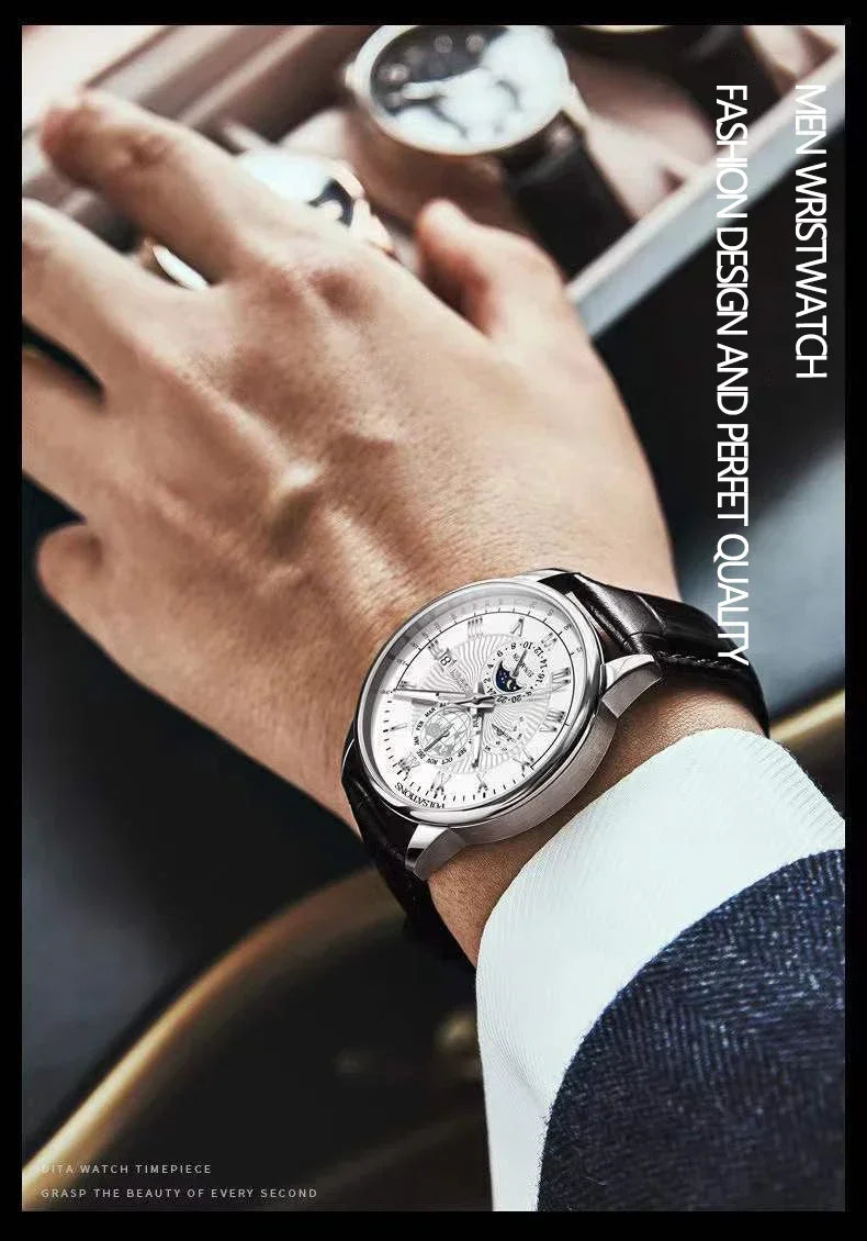 Men's Watch New Fashion Leather Waterproof Luminous Top Brand Luxury Mens Quartz Wristwatch Men Sport Casual Watches