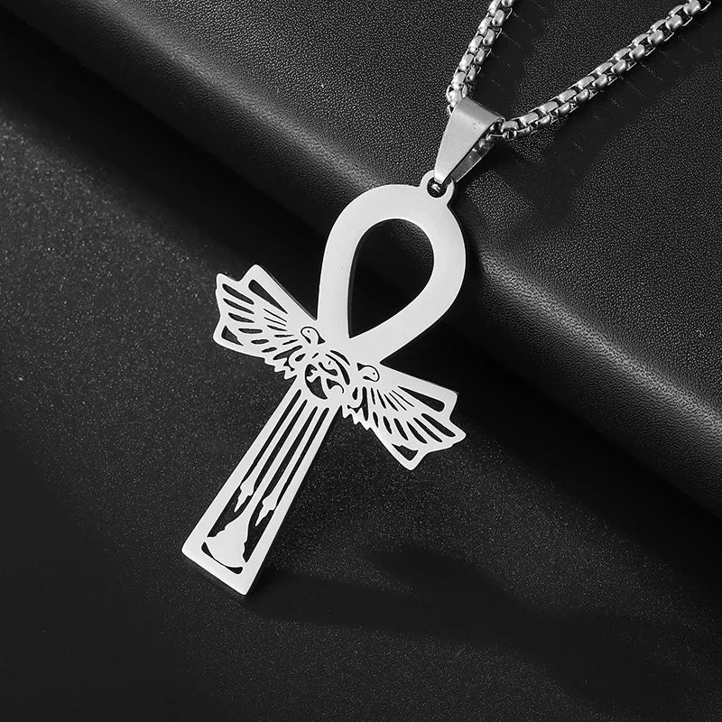 Fashion Punk Red Cross Templar Pendant Necklace Men\\'s Personalized Retro Christian Religious Jewelry