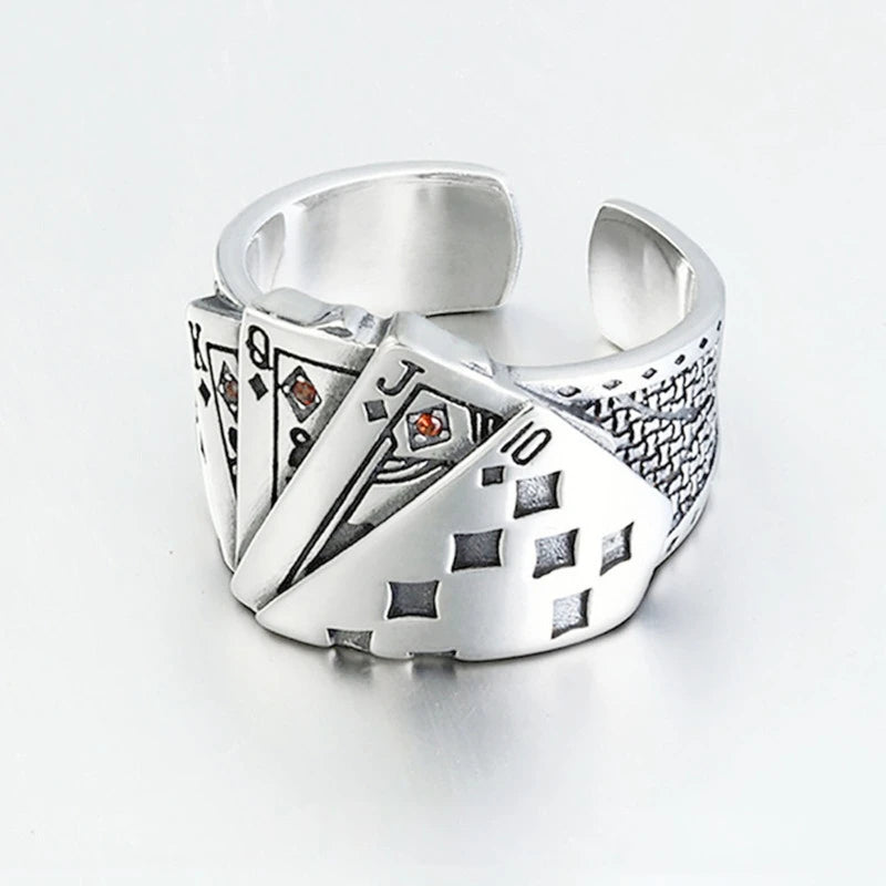 Cool Playing Card Finger Ring Open Adjustable Resizable Band Ring