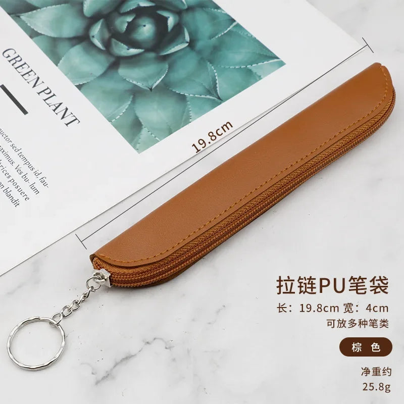 Creative Portable Pen Bag Retro Style Minimalist Tablet Stylus Protective Case PU Pencil Bag Zipper Pen Case