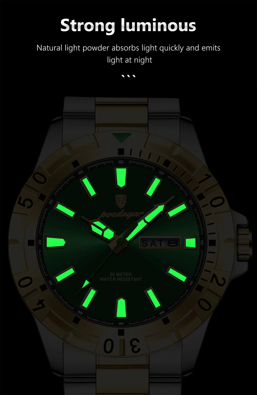 POEDAGAR Luxury Quartz Man Watch Waterproof Luminous Date Week Men Watch Military Stainless Steel Men's Watches Sport Male Clock