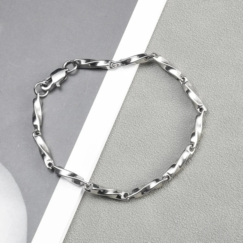 Stainless Steel Men Charm Bracelet Punk Vintage Twisted Woven Bangles for Women Fashion Casual Bracelets Bangle Chains Jewelry
