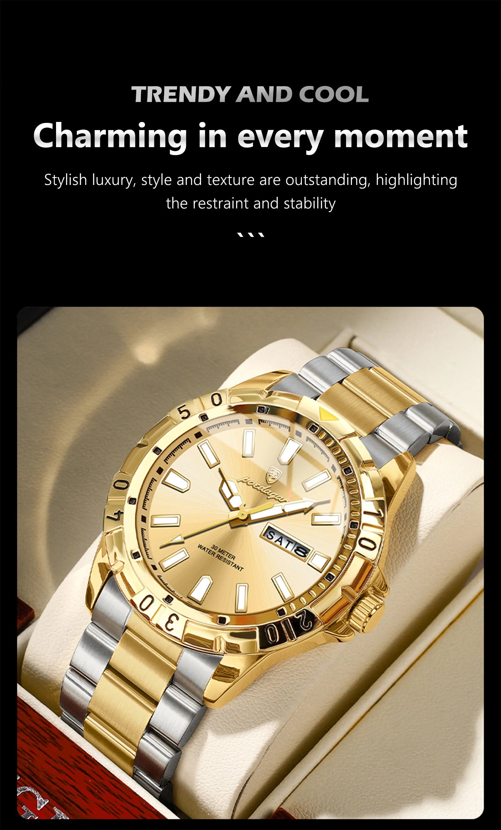 POEDAGAR Luxury Quartz Man Watch Waterproof Luminous Date Week Men Watch Military Stainless Steel Men's Watches Sport Male Clock
