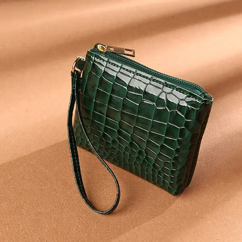 Litchi Pattern Retro Wallet Small Bag  Coin Purse Mini Wallet Female Pu Leather Card Holder Solid Color