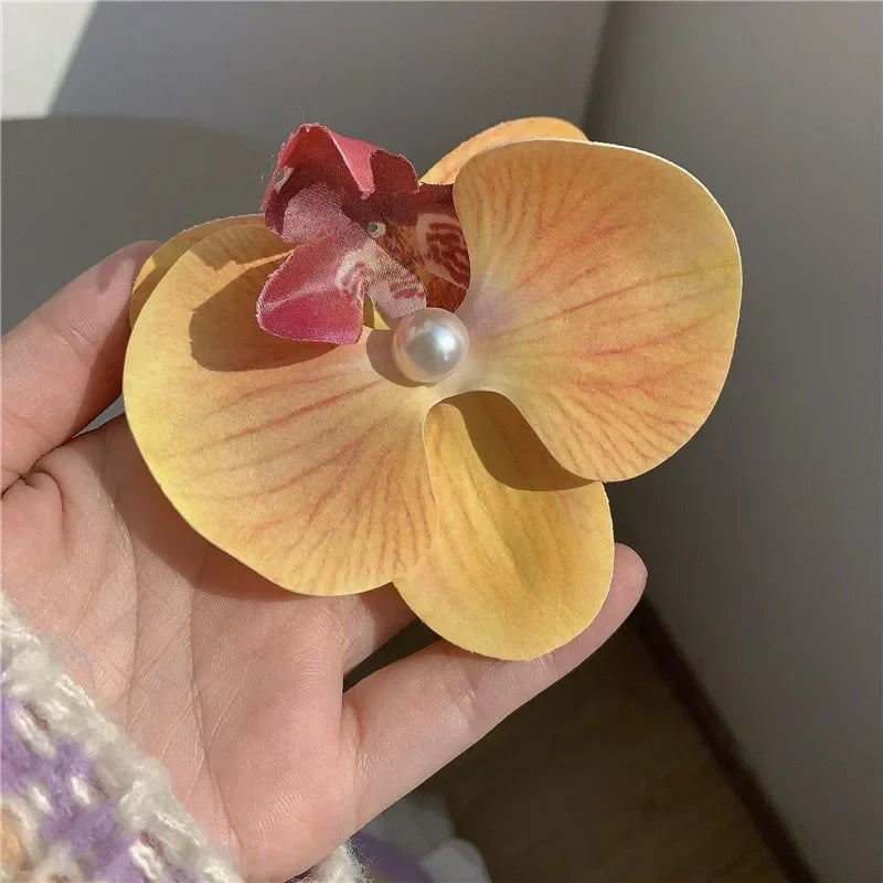 Phalaenopsis Pearl Hair Clip Flower Hairpin Orchid Butterfly Hairs Clip Hair Accessories Hair Styling Tools Bow Flower