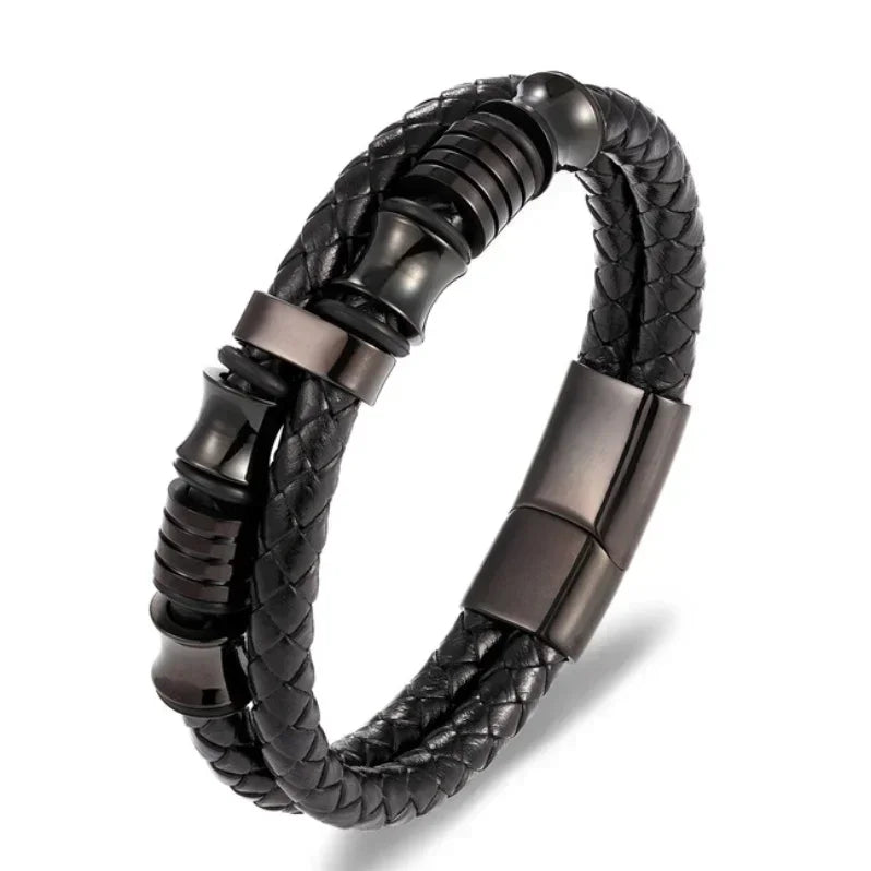 Fashion Star of David Multilayer Leather Braided Bracelet with Magnetic Clasp Men\\\\'s Vintage Judaica Amulet Jewelry