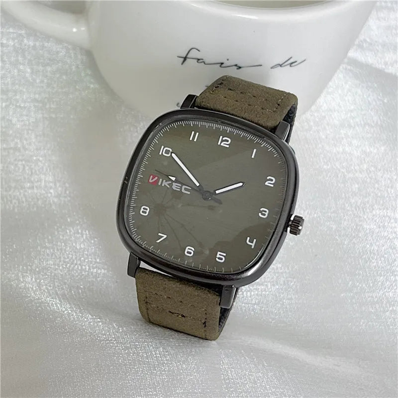 Brand Quartz Watch Youth Student Watch Vintage Square Dial Leather Belt Wristwatch Casual Fashion Men Women Gift Clock Wholesale