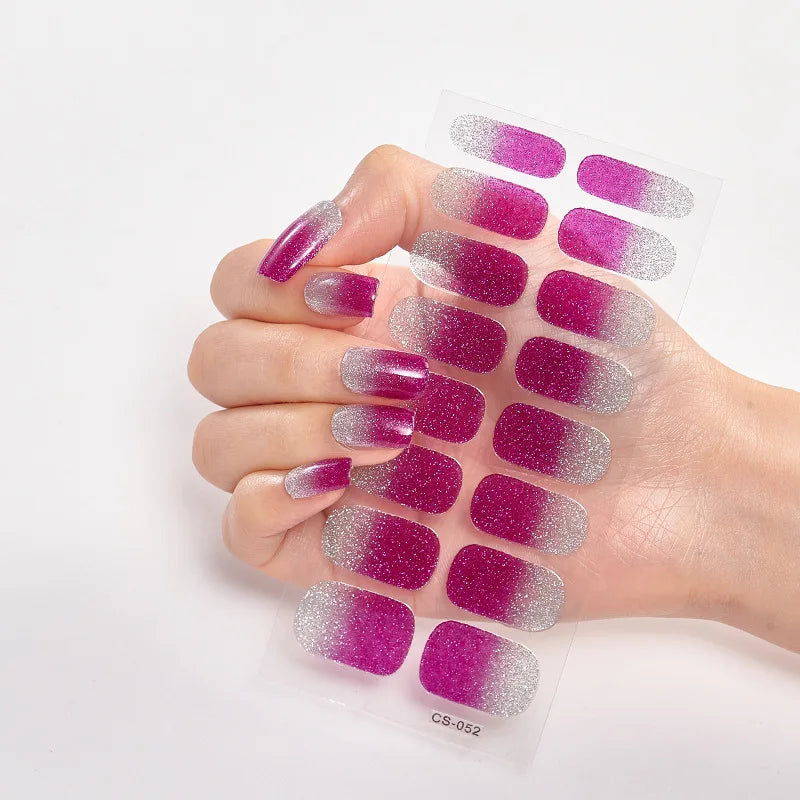 Baking Free Nail Stickers Wholesale Gradient glitter Nail Stickers Simple Waterproof Nail Sticker Full Color Solid Color Sticker