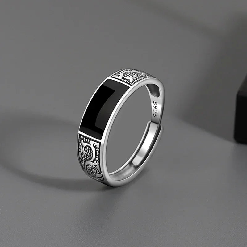 2024 Fashion New Vintage Dragon Pattern Rings Titanium Steel Opening Adjustable Rings for Hip Hop Men Single Party Couple Rings