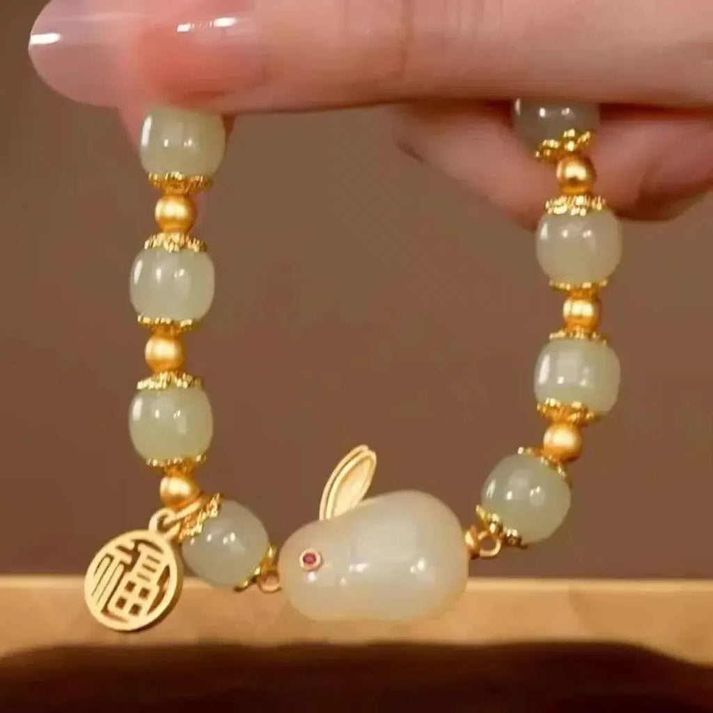 1pc Beauty Jade Rabbit Bracelet for Women Girls Rich Rabbit Small Rabbit Niche Design Charm Bracelets Friend Gift Jewelry