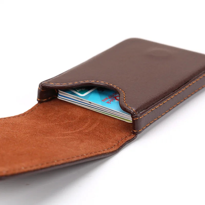 Sized Stitched PU Leather Credit Card Holder Visiting Business Card Case Wallet with Magnetic Shut for Men & Women