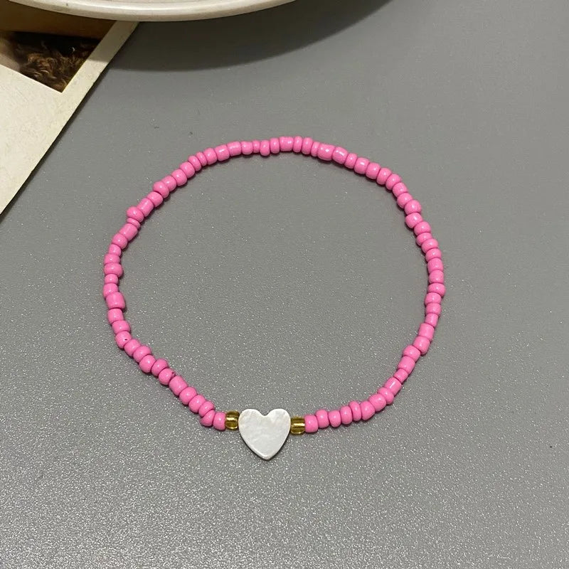 Small Glasses Beads Bracelet for Girl Women Nature shell Love Heart Hand Jewelry Gift for Friend Wholesale  Dropshipping