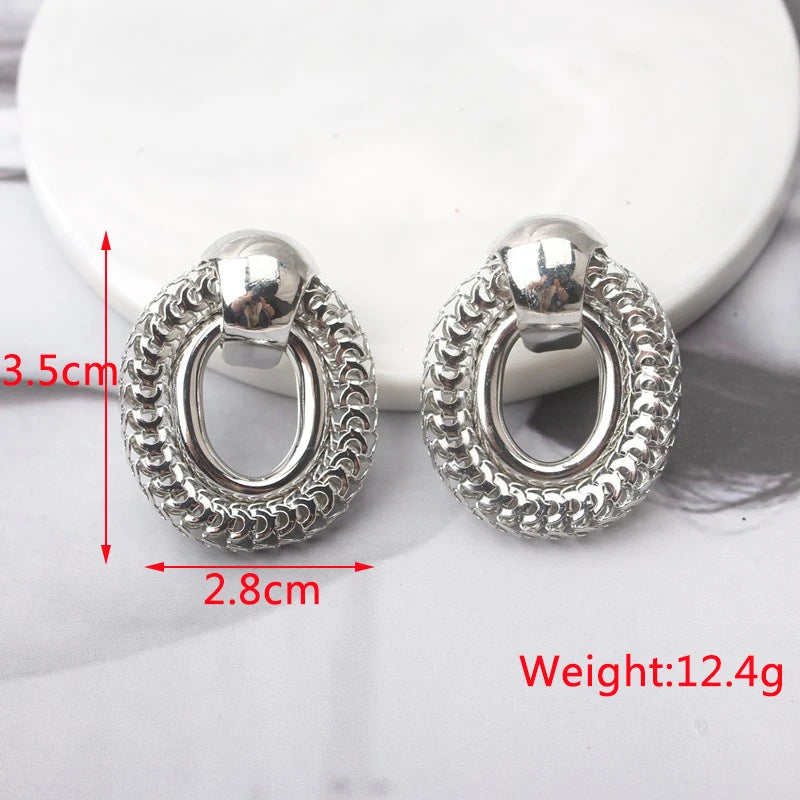 New Fashion Twist Dangle Earrings for Women Exaggerated Gold Color Metal Wrap Earrings European Ear Jewelry oorbellen