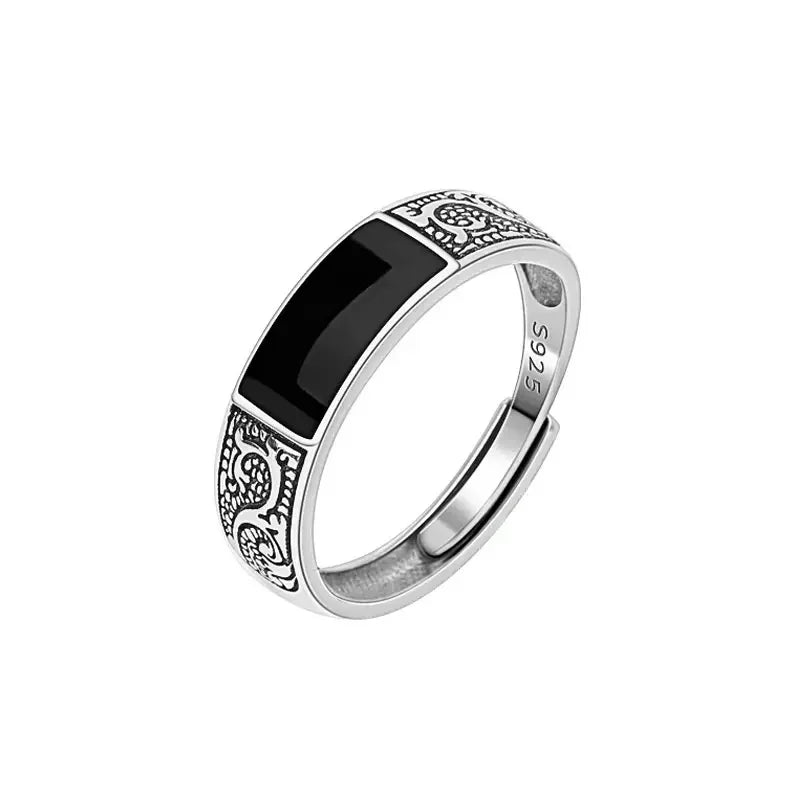 2024 Fashion New Vintage Dragon Pattern Rings Titanium Steel Opening Adjustable Rings for Hip Hop Men Single Party Couple Rings