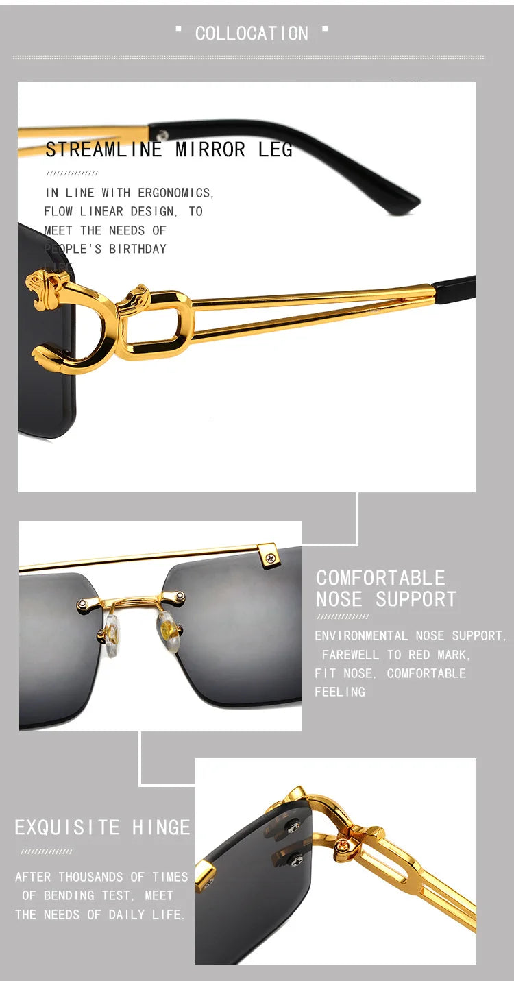 Vintage Rimless Sunglasses for Men Steampunk Sunglasses Retro Women Punk Fashion Glasses Retro Shades Gafas De Sol Sonnenbrill
