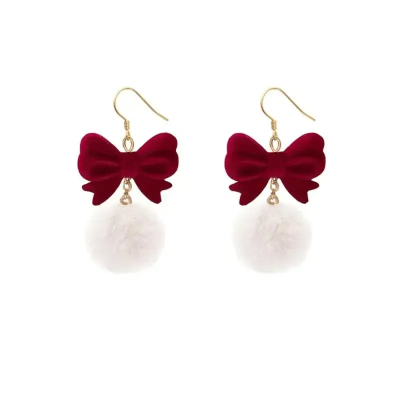 Retro Style Red Bowknot Stud Earrings for Women Girls Simple Earings Piercing Aesthetics Elegant Earrings Christmas Jewelry Gift