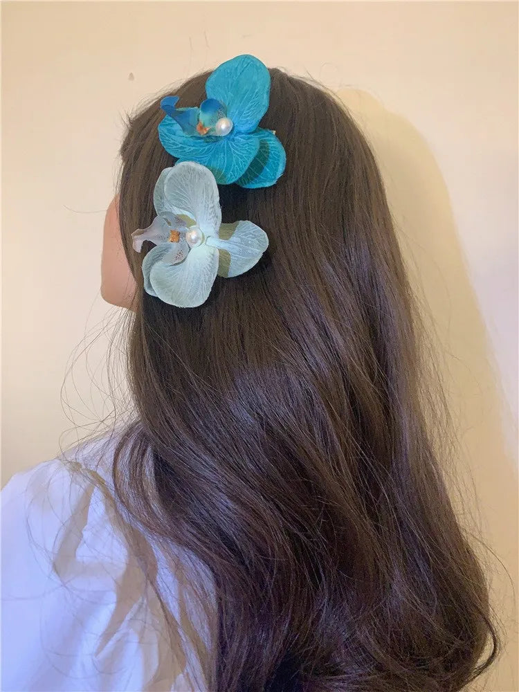 Phalaenopsis Pearl Hair Clip Flower Hairpin Orchid Butterfly Hairs Clip Hair Accessories Hair Styling Tools Bow Flower