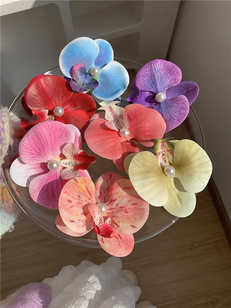 Phalaenopsis Pearl Hair Clip Flower Hairpin Orchid Butterfly Hairs Clip Hair Accessories Hair Styling Tools Bow Flower