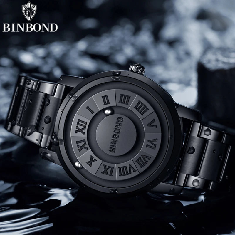 BINBOND B234 Top Luxury Men Quartz Watches Magnetic Levitation Hollow Out Stainless Steel Waterproof Men Watch Relogio Masculino